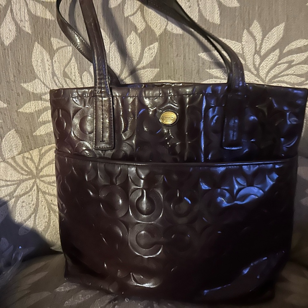 Elegant Brown Embossed Tote Bag